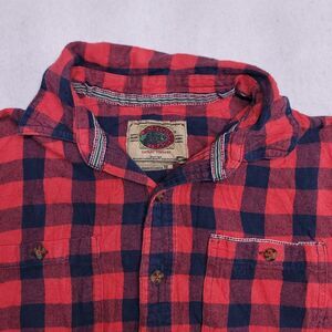 Boston Traders Buffalo Check Flannel Long Sleeve Button Up Shirt Mens Size M Red